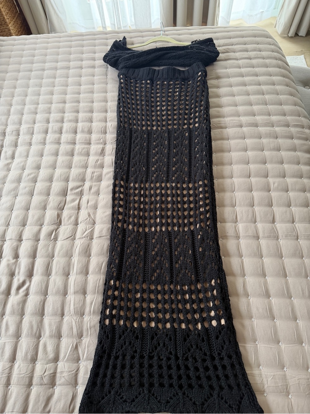 JLUXLABEL Black crochet bandeau and long skirt
